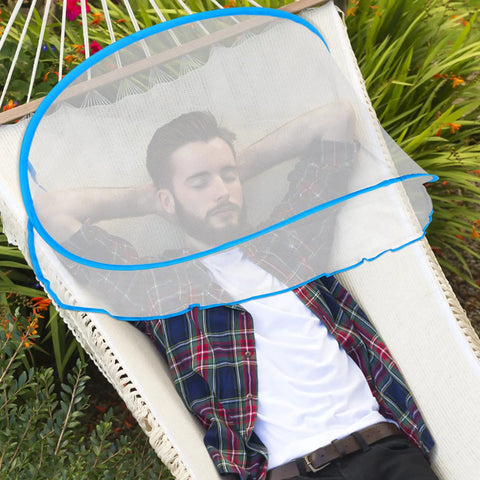 Foldable Pop Up Mosquito Net Tent For Camping And Travel on hammock, covering a person, ultra portable mosquito shelter