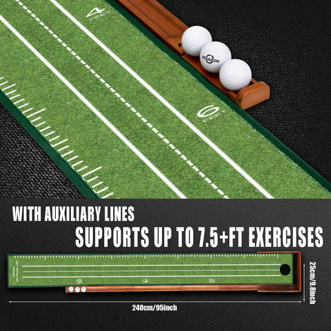 Indoor Golf Putting Green Mat For Home Practice With Auto Ball Return Portable and Easy To Set Up Wrinkle Free Natural Rubber Surface