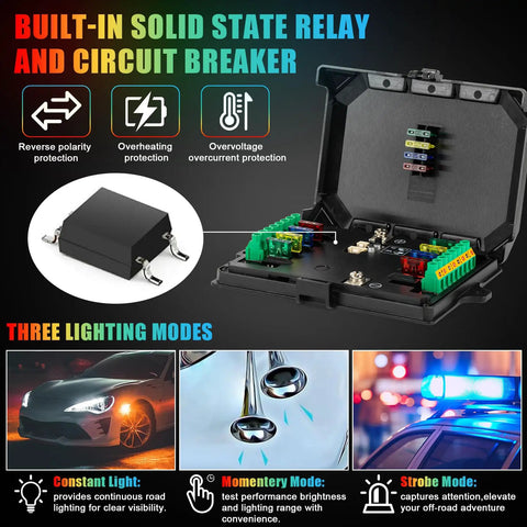 RGB 8 Gang Switch Panel High Power Multifunction Toggle Box With Waterproof Housing open to show internal circuit components.