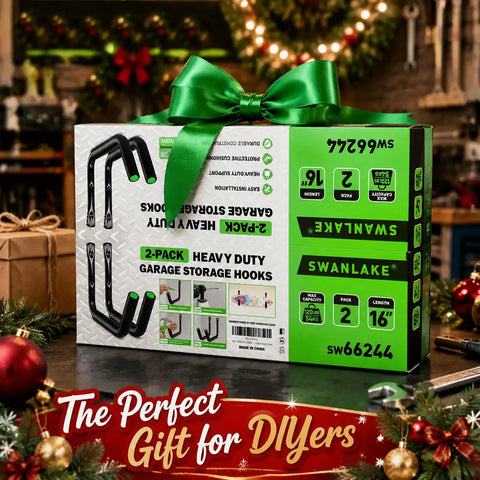 Tough As Nails Heavy Duty Kayak Storage Rack Double Pack Wall Mount Garage Hooks With Top Shelf Foam Wrapping Rock Solid Grip For Paddleboards Bikes Ladders All Weekend Gear in a festive display.