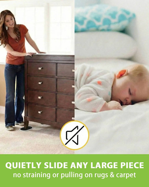 Heavy Duty Furniture Sliders For Carpet And Hardwood Floors, 12 Pack, 6 X 3.5 Inch Reusable Moving Pads For Couch Bed Dresser Table And Other Big Pieces, Beige Color For A Super Slick Glide Across Carpet And Wood Floors