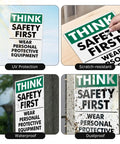 Think Safety First Signs 2 Pack, 14 by 10 Inches, Rust Free Aluminum With UV Protective Finish, Durable Workplace Safety Signs for Offices, Hallways, and Common Areas; UV protection demo