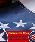 Close-up view of All American 250th Anniversary Betsy Ross 3x5 US Flag For Outdoor Use, illustrating star embroidery detail on nylon material.