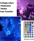 Star String Lights 20Ft Battery Operated Color Changing Fairy Lights With 40 LEDs Remote Control Indoor Outdoor Hanging Twinkle Decor For Bedroom Patio Party And More with remote control and color options displayed.
