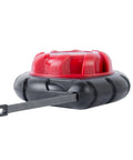 Side view of Mini Cable Snake 15 Ft Steel Fish Tape with red and black housing and extended flat steel tape for electrical wiring.