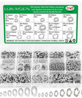 LUKAISEN 1147-piece stainless steel flat and lock washer assortment in a clear organizer; 9 sizes M2 to M12