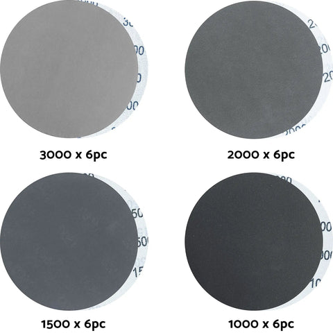 6 Inch Hook And Loop Sanding Discs Set With 24 Pcs Wet Dry Sandpaper Grit 1000 1500 2000 3000 For Automotive Metal Wood