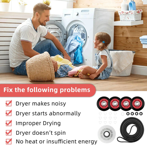 All In One Dryer Repair Kit For Maytag Bravos XL And Whirlpool Duet Includes 661570V Belt W10837240 Idler Pulleys Replaces 4392067