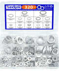 320 Piece Aluminum Oil Drain Plug Crush Washer Kit 12 Sizes M5 To M20 Universal Fit in clear storage case.