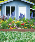 66 Feet Brown Lawn Edging Kit With 120 Spikes For Landscape And Garden Borders, Easy DIY Install showing colorful flowers and tidy border