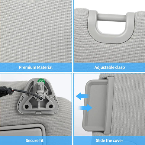 Sun Visor Pair Set For Nissan Sentra 2013 2019 Driver And Passenger Side Grey Replacement With 2 Retainer Clips Non Illuminated features