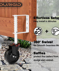 Spring Loaded Gate Wheel 4 Inch Side Break Caster For Wooden, Fence And Vinyl Gates, Heavy Duty Outdoor Gate Wheel, installed