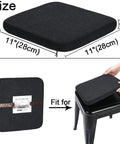 Four Pack Magnetic Bar Stool Cushions That Are Cozy And Comfy With Breathable Woven Fabric Anti Slip Silicone Bottom For Metal Cafe And Bistro Stools Square 11x11x1.3 Inches Set Of 4 Black