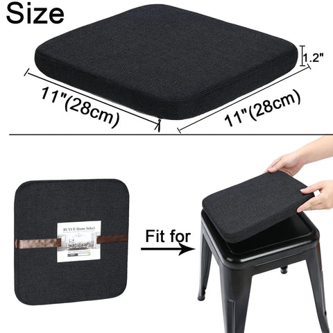 Four Pack Magnetic Bar Stool Cushions That Are Cozy And Comfy With Breathable Woven Fabric Anti Slip Silicone Bottom For Metal Cafe And Bistro Stools Square 11x11x1.3 Inches Set Of 4 Black