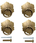 4 Pcs Vintage Flower Drop Ring Drawer Pulls Brass Cabinet Handles in Bronze Finish for Dresser and Furniture, Antique Style