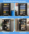 Industrial Metal Garage Storage Cabinet On Wheels With 5 Adjustable Shelves Heavy Duty Steel Organizer for Garage and Home Office view of shelves in various room settings