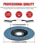 60 Pack Flap Discs 4 1/2 Inch For Angle Grinder Set With 40 60 80 120 Grit Type 29 Zirconia Abrasive Wheels 7/8 Inch Shank