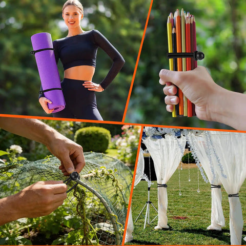 Image of Beefy 120 Pack Ball Bungee Cords Set With 4 Inch 6 Inch And 9 Inch Ball Ends used for tying mat, fence, pencils, and drapes.