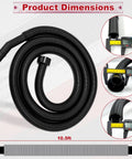 Two And A Quarter Inch Shop Vac Hose Extension, Ten Foot Cuff With 2.25 Inch Connection, Fits Most Major Brands with dimensions