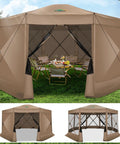 15x15 Foot Pop Up Gazebo Screen Tent For Camping Instant Hub Canopy With Mosquito Netting Spacious Screen Room Backyard