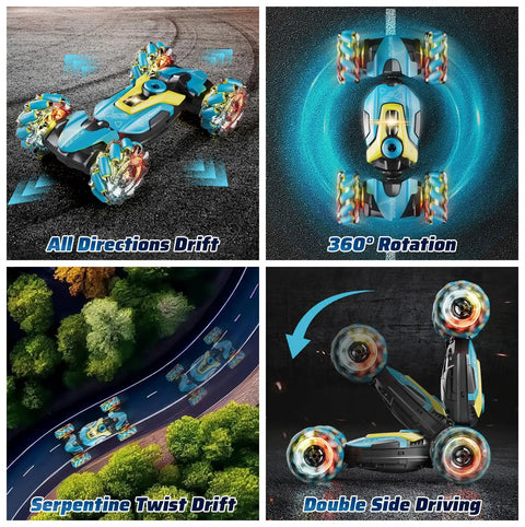 Rad Gesture Sensing Remote Control Stunt Car spinning 360 degrees, serpentine twist drift, and double side driving ability.