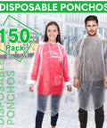 150 Piece Disposable Rain Ponchos for Adults with Hood Bulk Emergency Rain Gear for Travel Camping and Hiking Grab and Go Clear Ponchos Individually Wrapped Great Rainy Day Must Haves for Men and Women