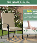 Outdoor Dining Chair Cushions 4 Pack High Back Water Resistant Patio Seat Cushions With Ties Removable Covers Non Slip Bottom For Garden Lawn Porch Furniture 44 By 20 Inches Cream on metal chair with cushion filling detail