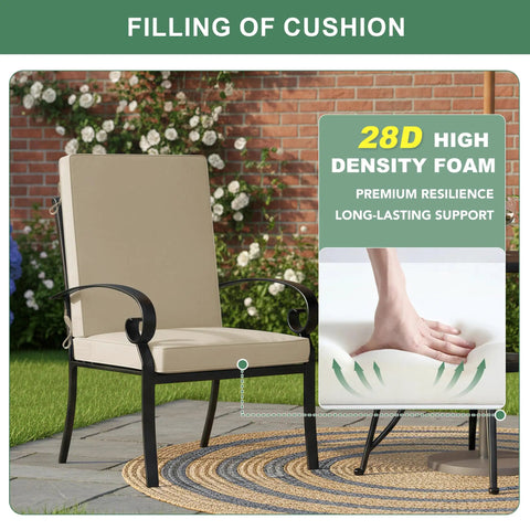 Outdoor Dining Chair Cushions 4 Pack High Back Water Resistant Patio Seat Cushions With Ties Removable Covers Non Slip Bottom For Garden Lawn Porch Furniture 44 By 20 Inches Cream on metal chair with cushion filling detail