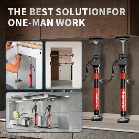 Handy Cabinet Installation Jacks Two Pack Telescoping Steel Support Rods From 15.8 To 23.6 Inches, Adjustable Third Hand Pole With 220 Pounds Capacity For Cabinets, Drywall, And Cargo Bars