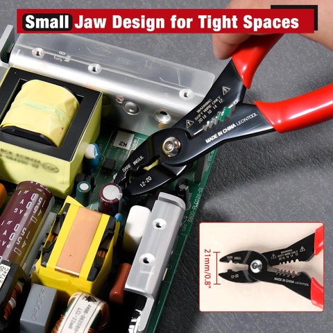 Heavy Duty 4 In 1 Electrician Pliers With Built In Wire Stripper Crimper And Cutter 7 Inch Compact Reach for tight spaces and wiring.