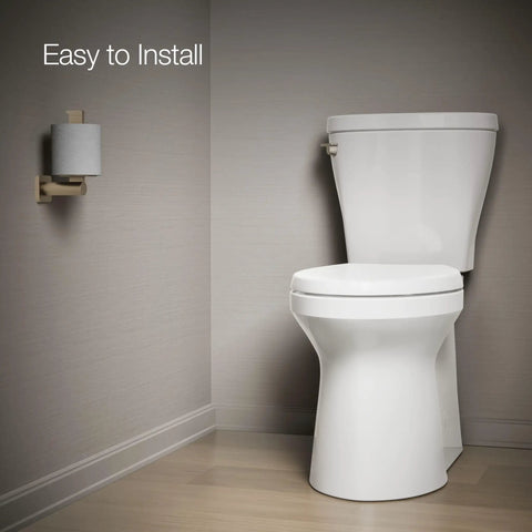 Betello Left-Hand Trip Lever In Vibrant Brushed Nickel Finish For Toilets Compatible With K 20197 And K 20198 shown on toilet