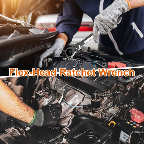 Mechanics using 10mm Flex Head Ratchet Wrench Built To Last Pro Grade Ratcheting Metric Combination Wrench For Pros Workhorse