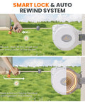 CW20 Retractable Garden Hose Reel 60 Foot 5 Eighth Inch Heavy Duty Water Hose Reel with Auto Rewind and Swivel Bracket in use