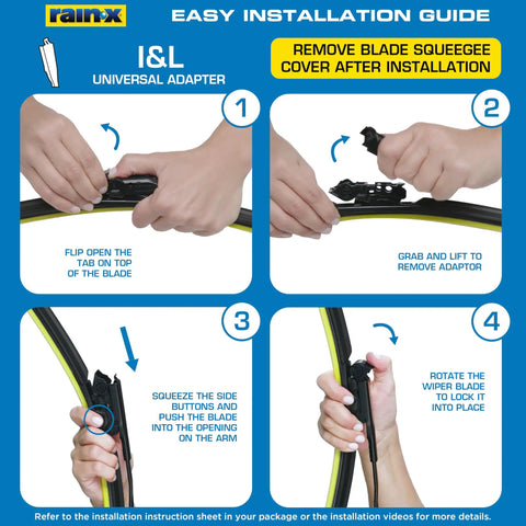 Installation guide for Tough As Nails Silicone Wiper Blade Replacement 26 Inch using universal adapter steps.