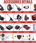 All-In-One Workhorse 20V Max Brushless Cordless Power Tool Combo Kit With 9-In-1 Attachments: Drill, Impact Wrench, Grinder, Circular Saw