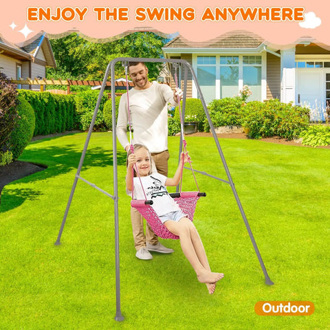 Heavy Duty Foldable Baby Swing Stand A Frame Metal Swing Stand For Backyard And Indoor Outdoor Use Easy Assembly In Minutes