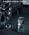 Portable Cordless Tire Inflator On The Go With Digital Dual Display LED Lights 150 PSI Car Bike Motorcycle And Ball Pump