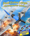 P51 Mustang RC Airplane For Beginners With 2.4GHz Control showcasing dual large motors in dynamic sky backdrop.