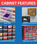 26 Drawer Plastic Storage Cabinet For Garage Organization And Craft Sorting Bead And Brick Storage Makeup Organizer Teacher Toolbox Heavy Duty Drawer Organizer 20 Inch Wide 6 Inch Deep 10 Inch High Black features collage