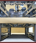 Inside view of 220V Industrial Heat Shrink Wrapping Machine Tunnel with enlarged furnace space and cooling fan.