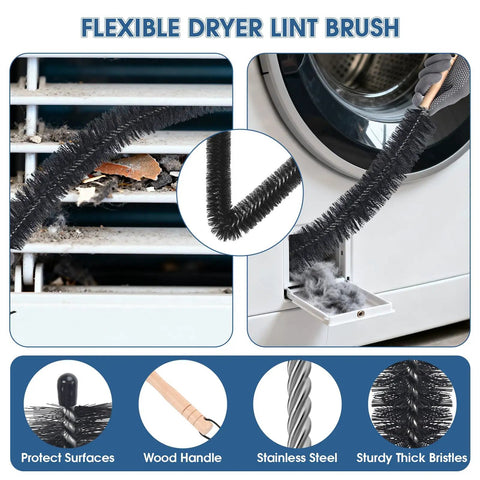 All In One Dryer Vent Cleaning Kit For Most Vacuums With Extendable Hose Long Reach Brush cleaning lint from dryer vent