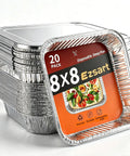 20 Pack 8x8 Aluminum Pans With Lids For Baking Roasting And Reheating Heavy Duty Square Foil Pans Leak Resistant Weeknight Friendly