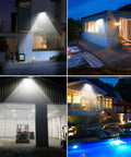 Ultra Bright 150W LED Wall Pack Light With Dusk Dawn Sensor illuminating residential and commercial areas at night