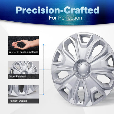 Ford Transit Hubcap Wheel Covers 16 Inch Silver Replacement Set Of 4 For 2015 To 2026 Transit 150 250 350 350HD ABS Direct Fit