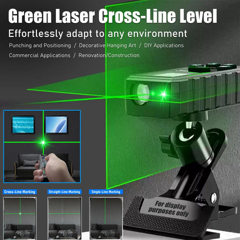 2 In 1 Green Laser Distance Measurer With Cross Line Level For Quick Indoor Outdoor Measuring, 328 Feet Range, Dual Green Lasers For Easy Layouts And Precise Marking, Accuracy Up To 1.5mm mounted on tripod with green cross-line beams