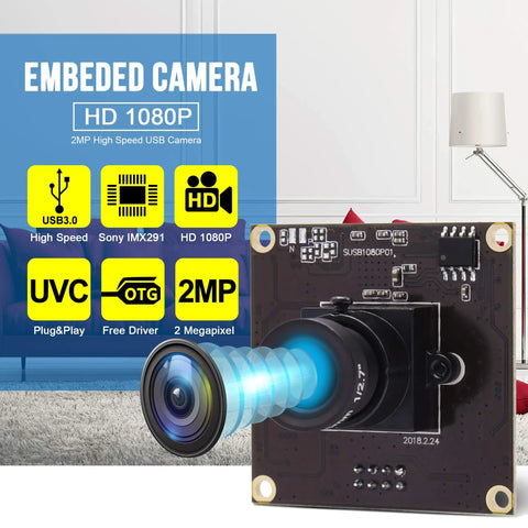 Beast Mode USB 3.0 Camera Module For Full HD 1080P 50FPS, 2MP Web Cam With IMX291 Sensor displayed against a digital backdrop.