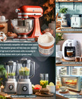 6 oz food-grade grease for KitchenAid stand mixer; jar with gasket and spoon beside a red mixer in a kitchen collage.