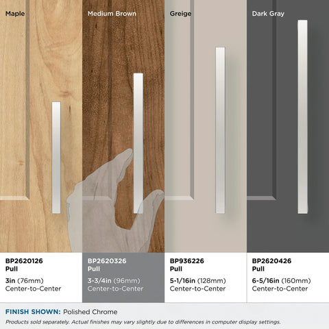 Polished Chrome Cabinet Pull For Contemporary Cabinets And Drawers Cyprus Style Furniture Hardware on wood sample board