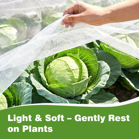 Lightweight Reusable Garden Netting Pest Barrier 10x50 Ft Insect Mesh Pro Grade covering cabbage plants