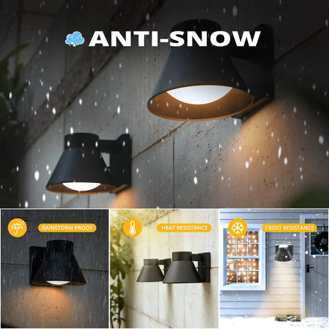 Two Pack Black LED Outdoor Wall Lights for Porch and Patio, Weatherproof Exterior Sconces with Rust Resistant Aluminum, Waterproof Wall Lanterns